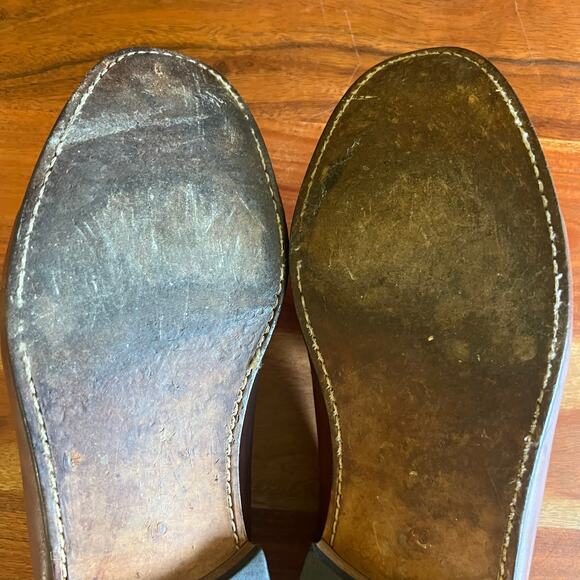 Vintage 90s BrassBoot Leather Loafers 10 Cognac Braided Moc Toe Vero Cuoio Spain main image 16